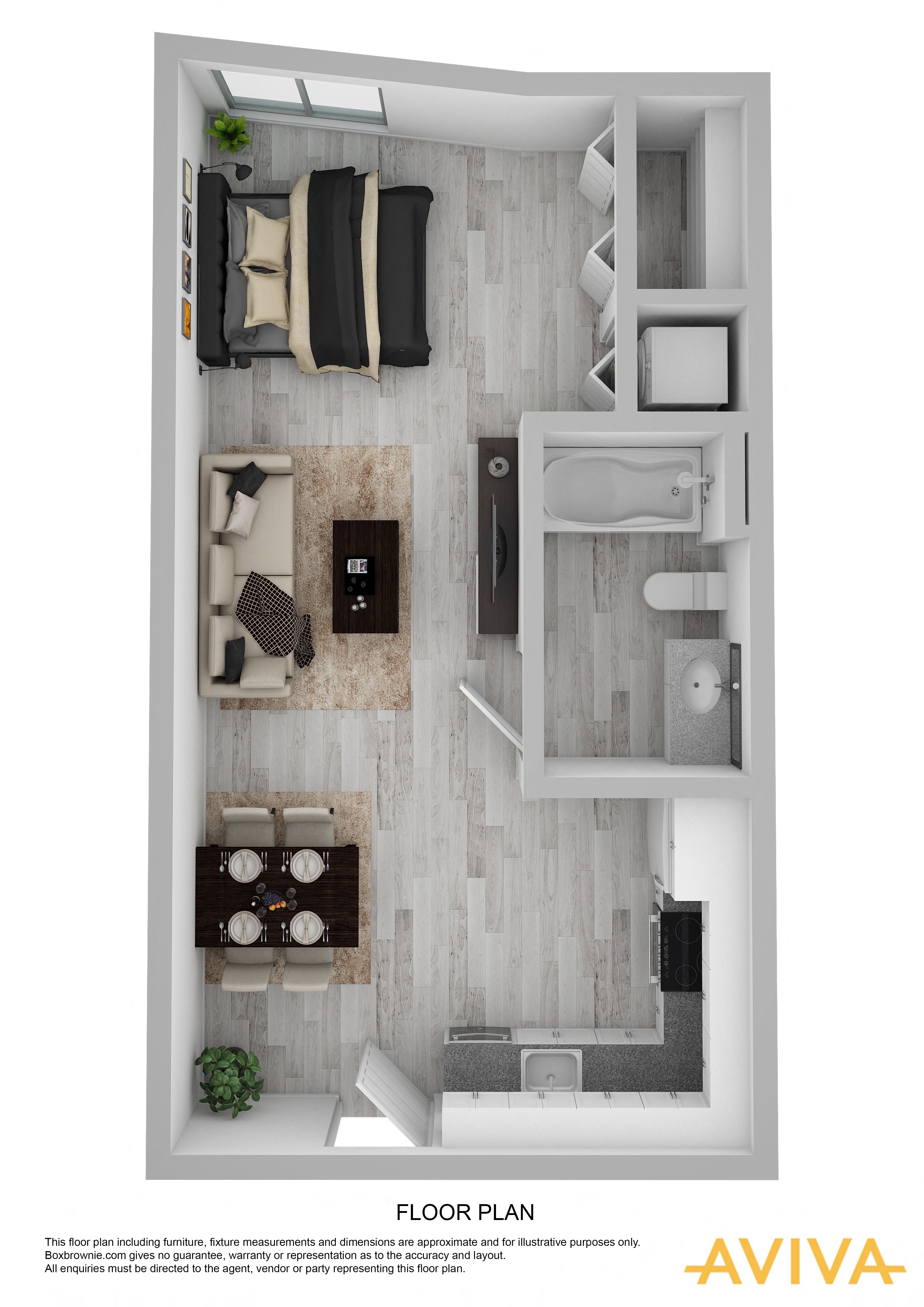 Floor plan for studio, 1 bath, 452 sqft